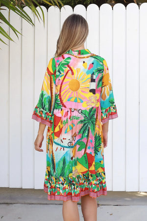Moroccan Summer Button Up Mini Dress