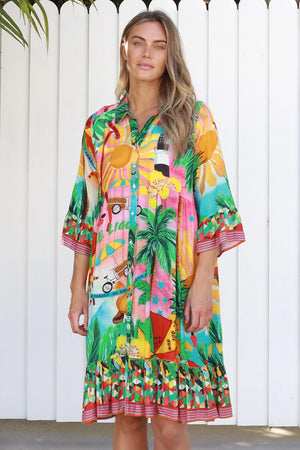 Moroccan Summer Button Up Mini Dress