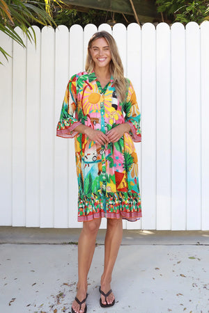 Moroccan Summer Button Up Mini Dress