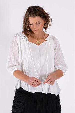 Long Sleeve Cotton Peasant Top