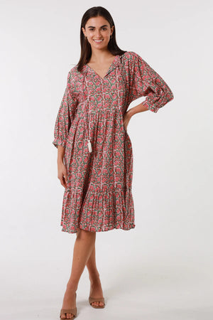 INDAH 100% COTTON MIDI DRESS