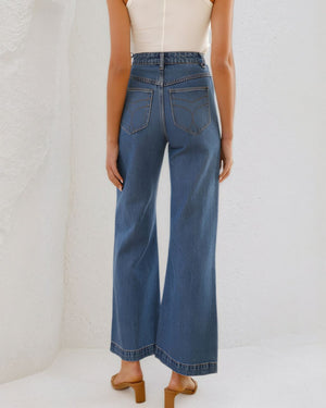 #Front Pocket Denim Flare Jeans
