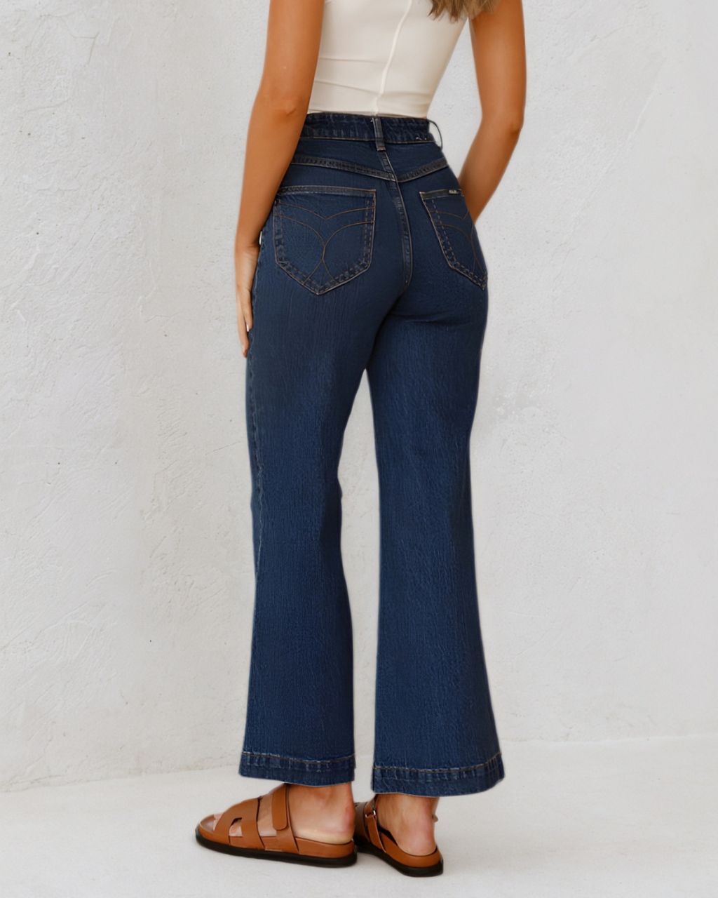 #Front Pocket Denim Flare Jeans