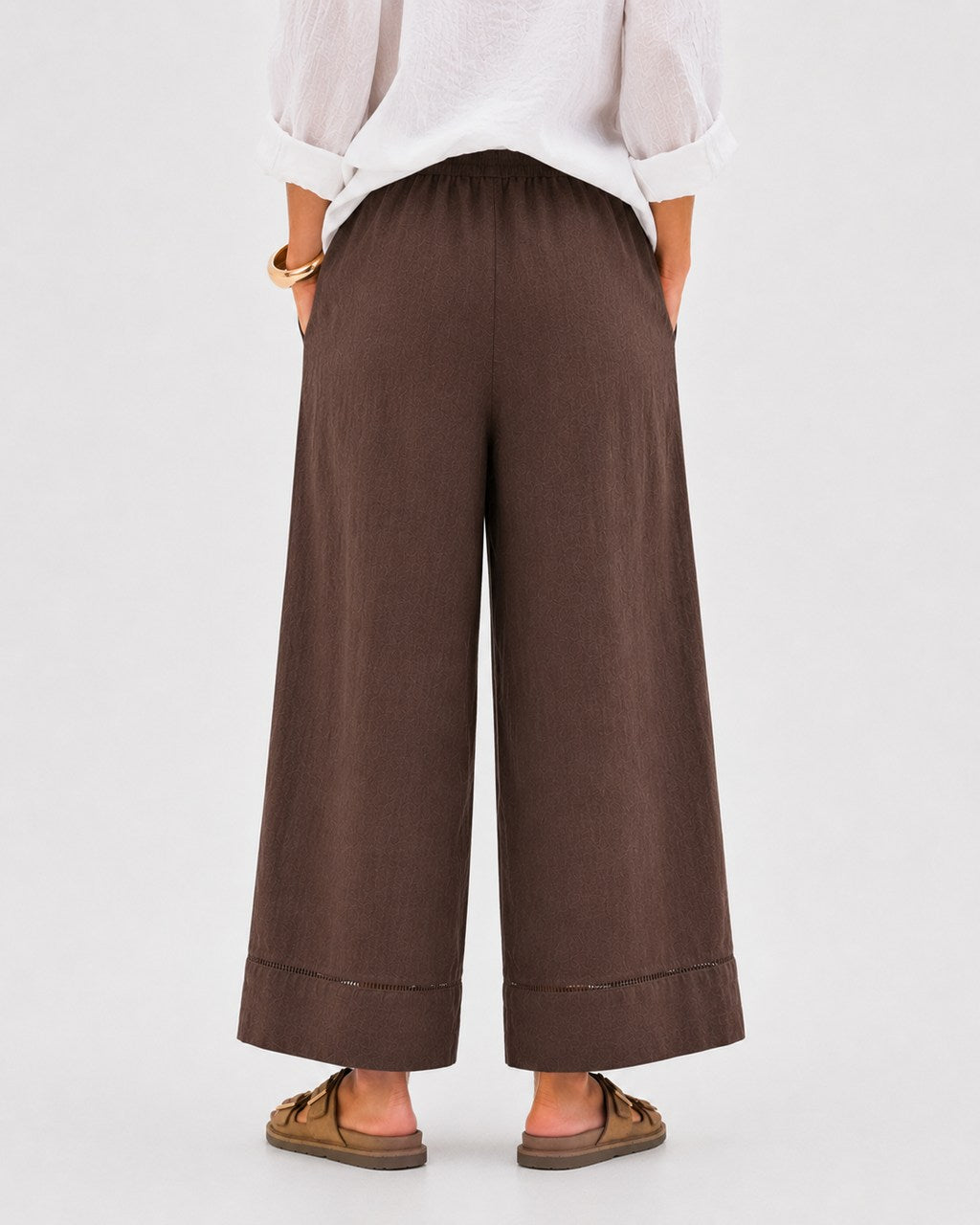 Ladder Trim Wide Leg Pants