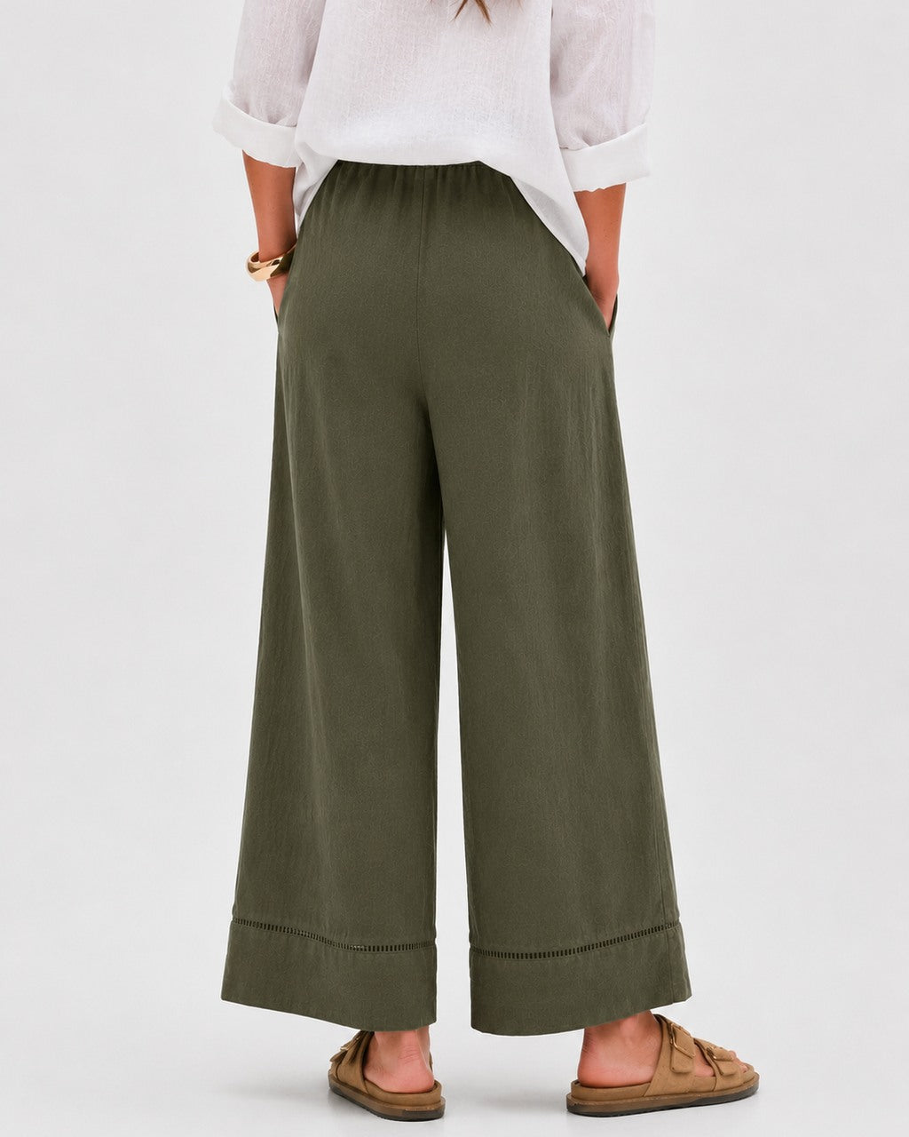 Ladder Trim Wide Leg Pants