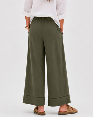 Ladder Trim Wide Leg Pants