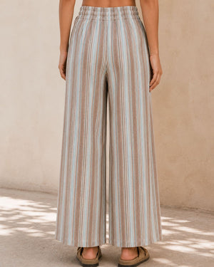 Stripe Wide Leg Cotton Pants