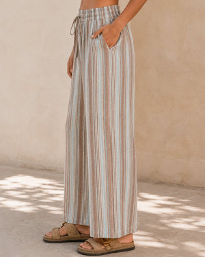 Stripe Wide Leg Cotton Pants