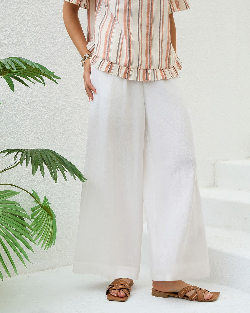 Wide Leg Elastic Back Pants