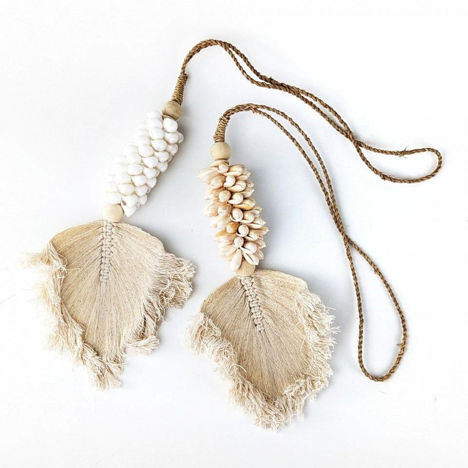 Shell Hanger  Macrame Tassle