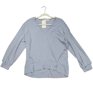 #Textured Waffle V-Neck Top