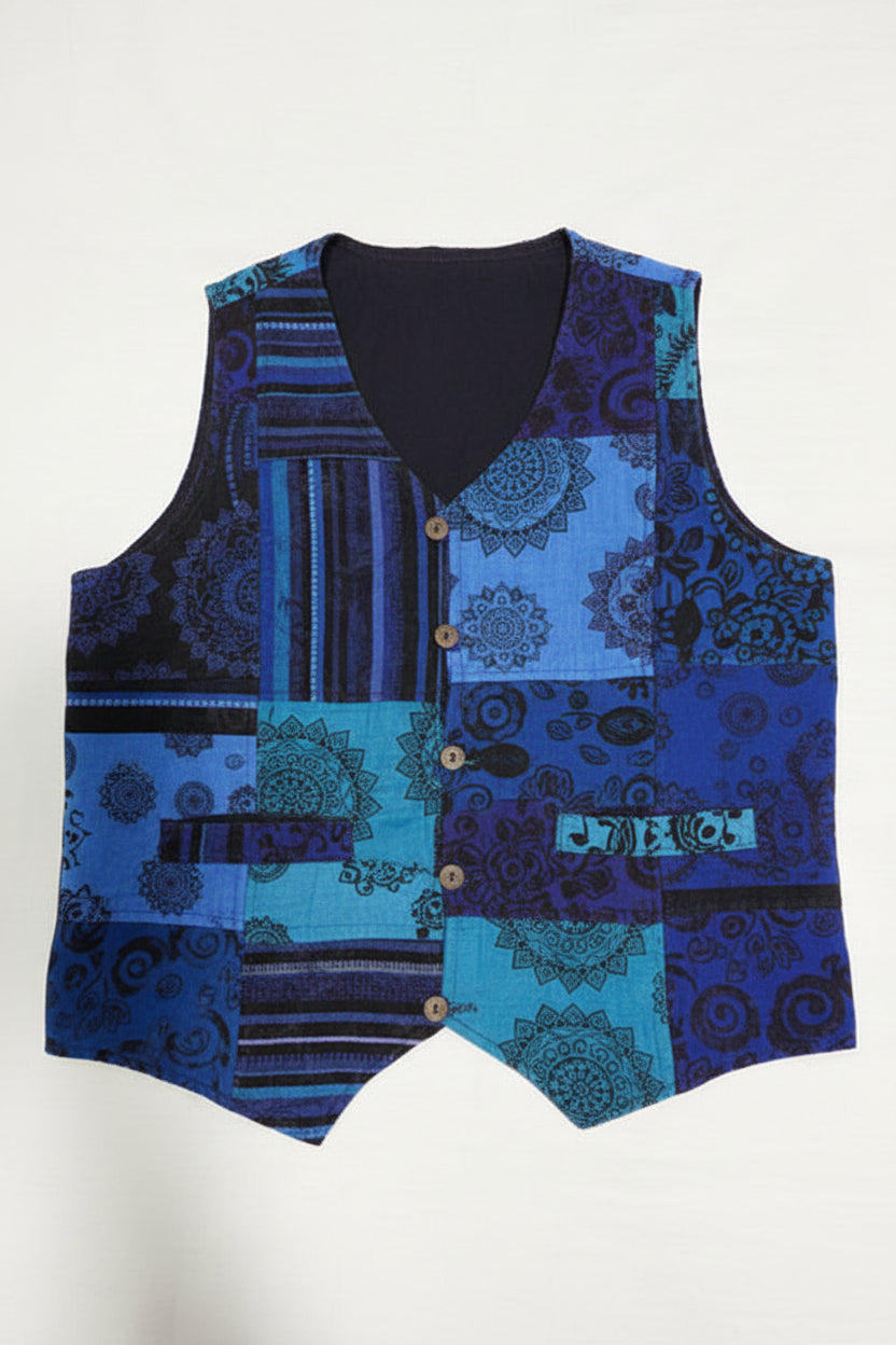 Patchwork Button Up Vest