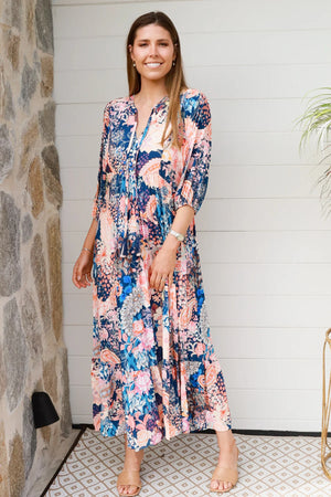 Jaylani 3/4 Sleeve Baby Doll Style Midi Dress