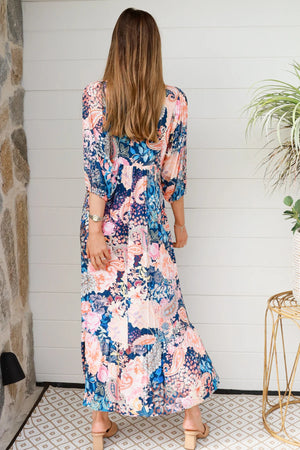 Jaylani 3/4 Sleeve Baby Doll Style Midi Dress