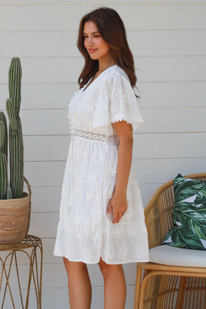 Dolcie Cap Sleeve Embroidered Mini Dress