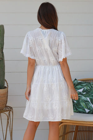 Dolcie Cap Sleeve Embroidered Mini Dress