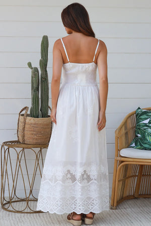 Mary-Anne Strappy Embroidered Maxi Dress