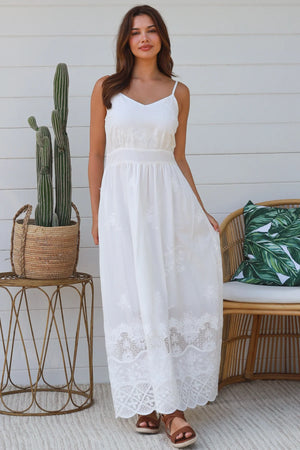 Mary-Anne Strappy Embroidered Maxi Dress