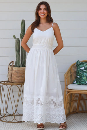 Mary-Anne Strappy Embroidered Maxi Dress