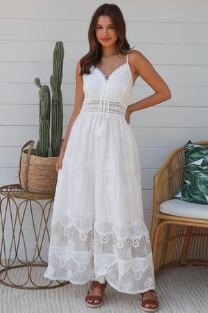 Fauna Strappy Embroidered Maxi Dress