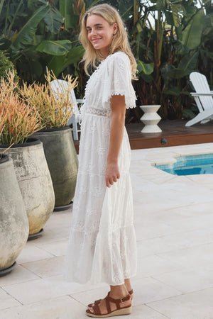 Dolcie Cap Sleeve Embroidered Maxi Dress