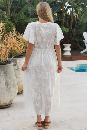 Dolcie Cap Sleeve Embroidered Maxi Dress