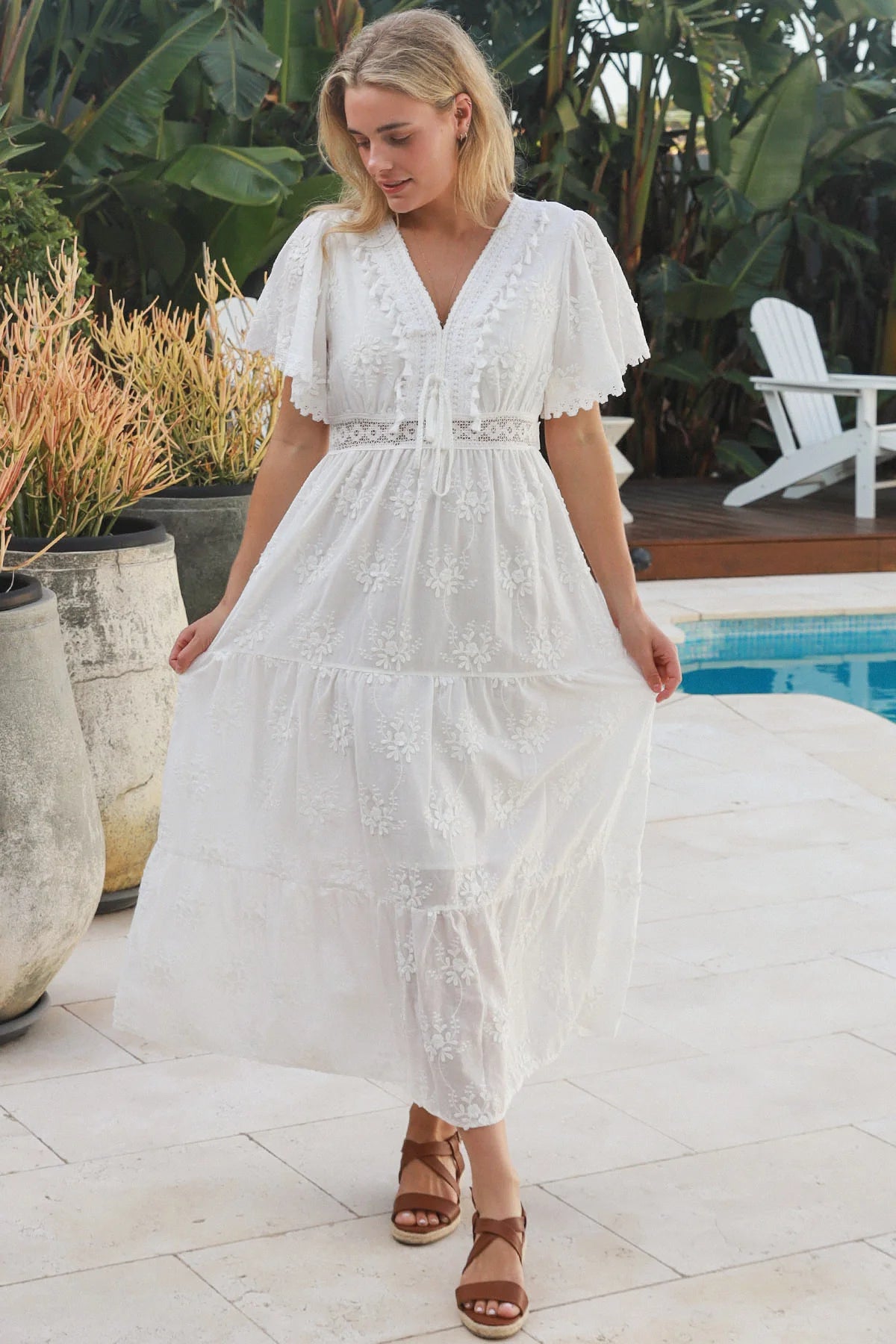 Dolcie Cap Sleeve Embroidered Maxi Dress