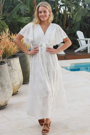 Dolcie Cap Sleeve Embroidered Maxi Dress