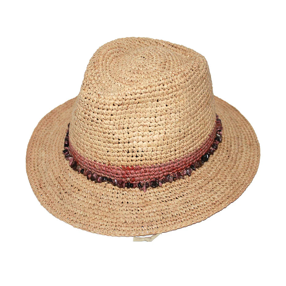 Natural Weaved Hat With Gems