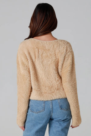 #Teddy Fur Tie Front Cardigan