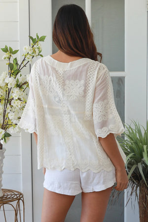 Anglaise Button Up Top RX044
