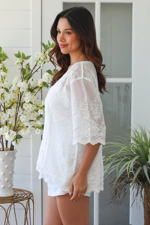 Button Up Embroidered Blouse