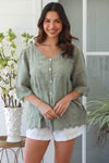 Button Up Embroidered Blouse