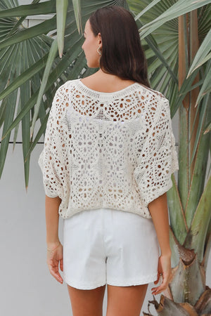 #Brianna Batwing Lace Crochet Top