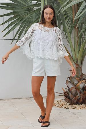 #Amerie Crochet Lace Long Sleeve Top