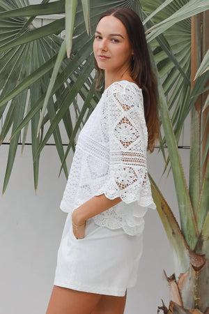 #Amerie Crochet Lace Long Sleeve Top