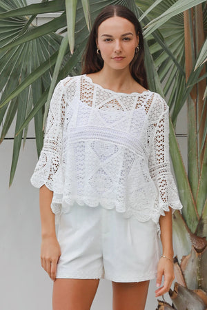 #Amerie Crochet Lace Long Sleeve Top