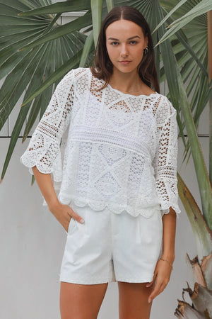 #Amerie Crochet Lace Long Sleeve Top