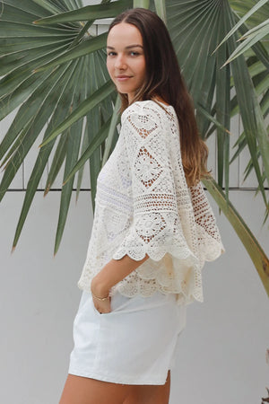 #Amerie Crochet Lace Long Sleeve Top