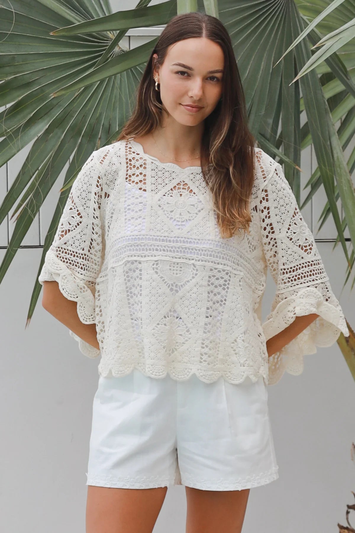 #Amerie Crochet Lace Long Sleeve Top