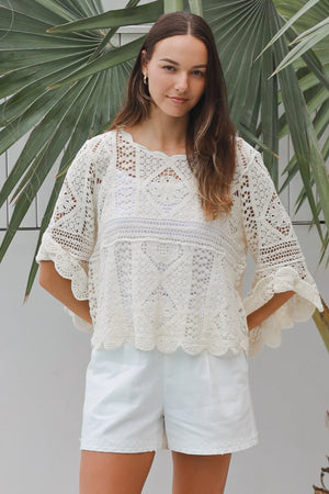 #Amerie Crochet Lace Long Sleeve Top