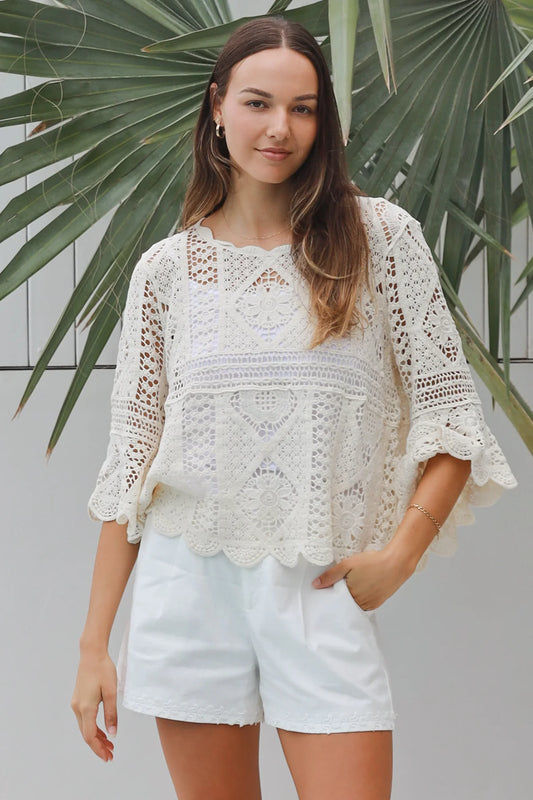 #Amerie Crochet Lace Long Sleeve Top