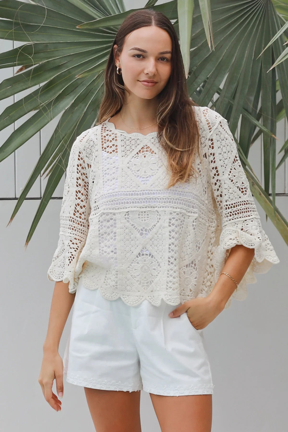 #Amerie Crochet Lace Long Sleeve Top