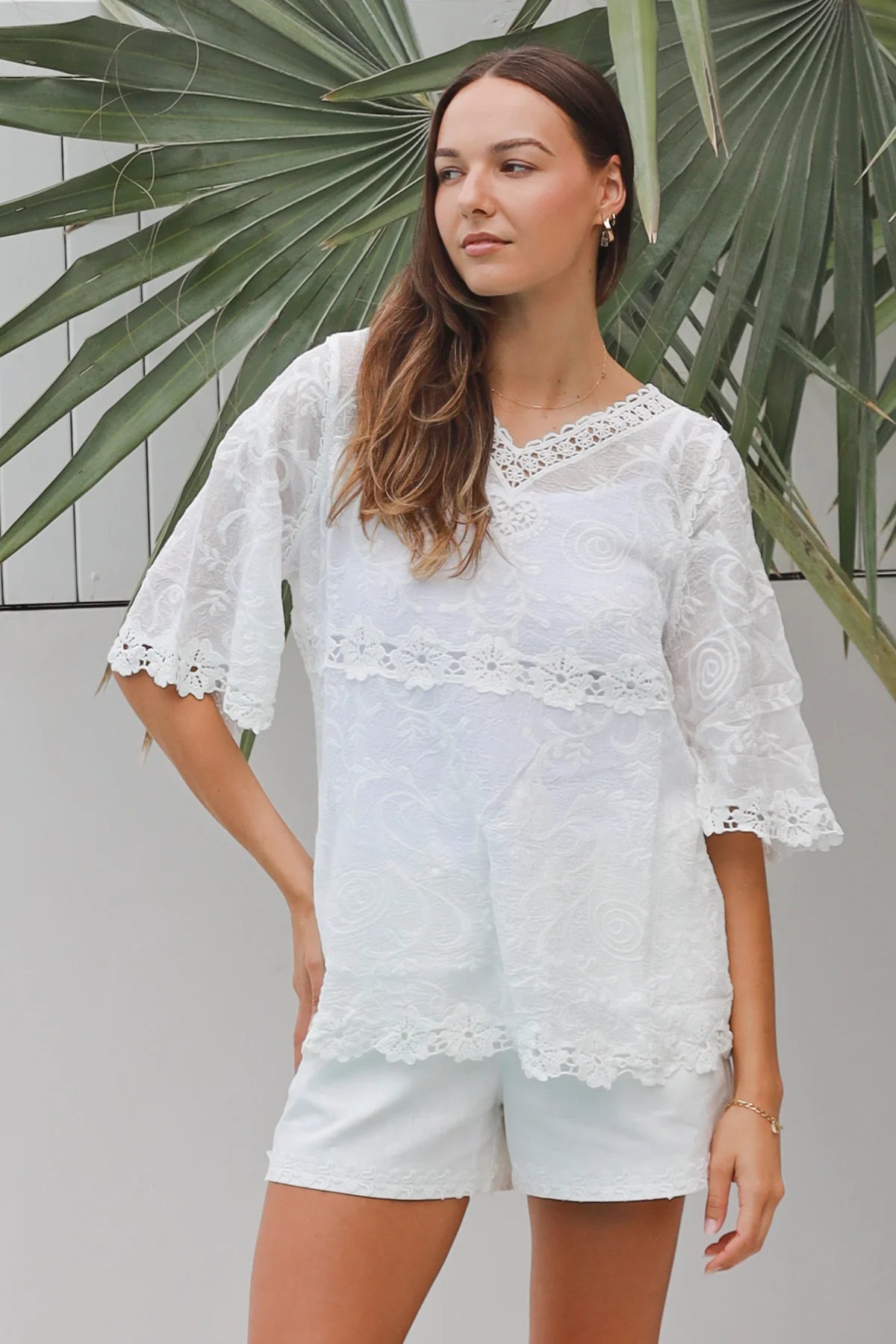 Heidi Boho Blouse With Daisy Trim