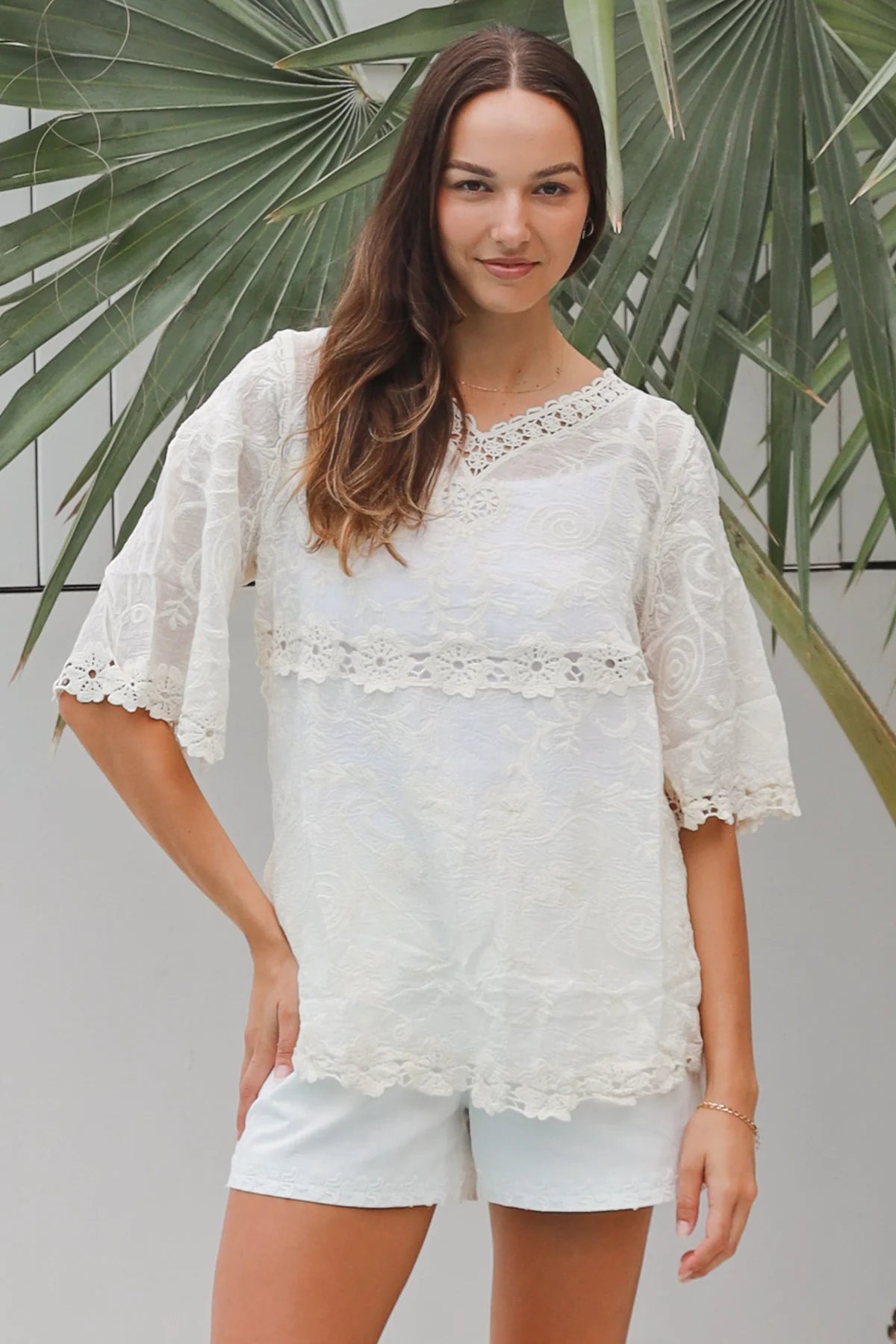 Heidi Boho Blouse With Daisy Trim