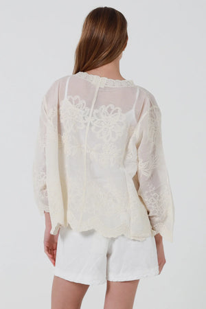 Vintage Floral Boho 3/4 Sleeve Blouse