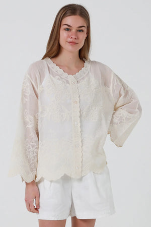 Vintage Floral Boho 3/4 Sleeve Blouse
