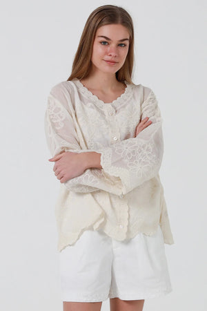 Vintage Floral Boho 3/4 Sleeve Blouse