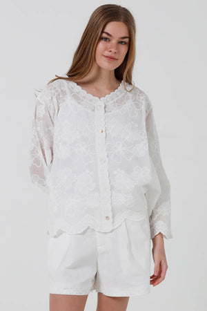 Ditsy Daisy 3/4 Sleeve Boho Blouse