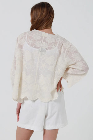 Ditsy Daisy 3/4 Sleeve Boho Blouse